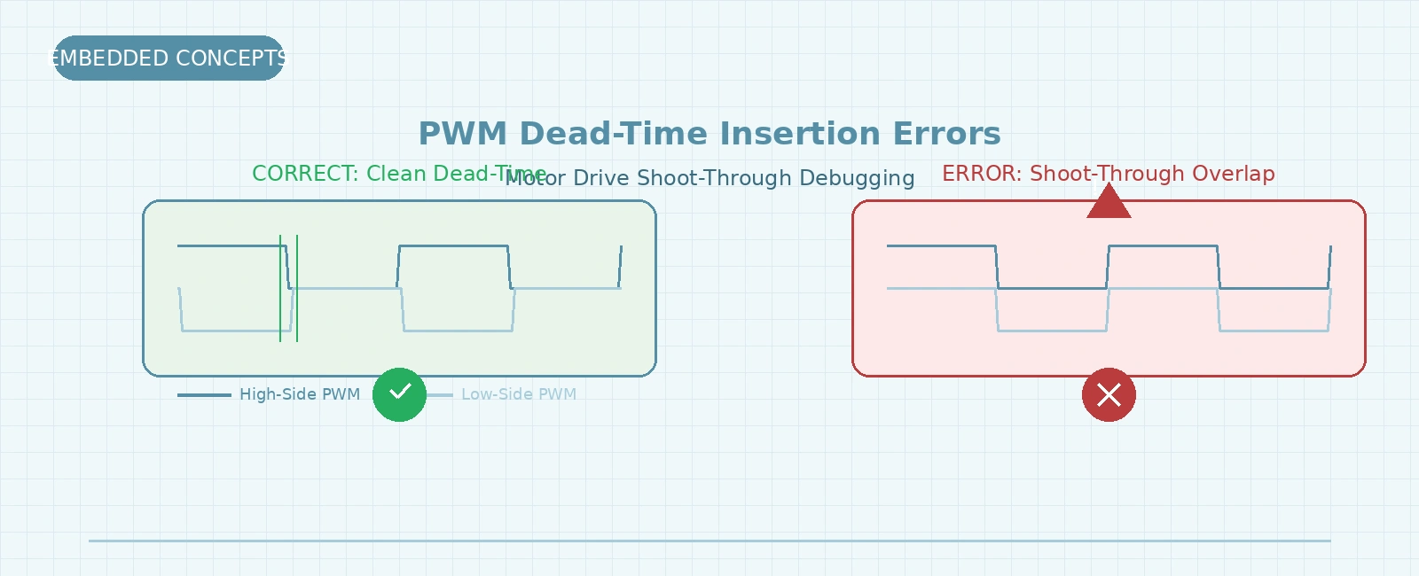 Fixing PWM Dead-Time Errors Causing MOSFET Shoot-Through